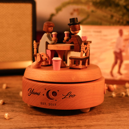 Personalized Wooden Music Box - Romantic Couple