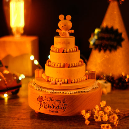 Personalized Wooden Music Box - Birthday Cake