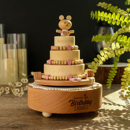 Personalized Wooden Music Box - Birthday Cake