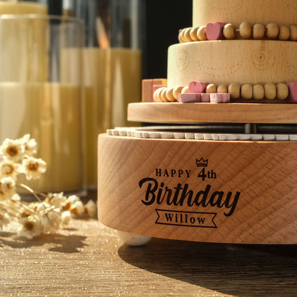 Personalized Wooden Music Box - Birthday Cake