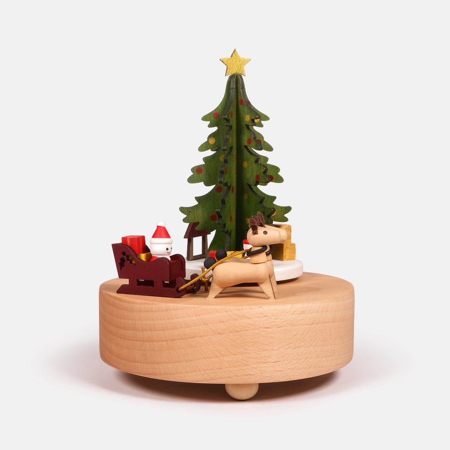 Personalized Wooden Music Box - Rotating Christmas Tree