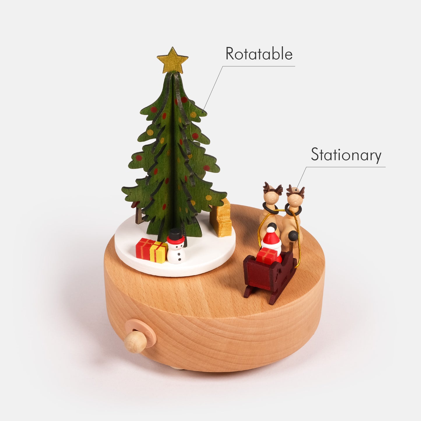 Personalized Wooden Music Box - Rotating Christmas Tree