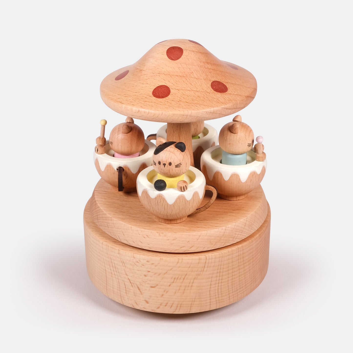 Personalized Wooden Music Box - The Merry-go-round Kitties