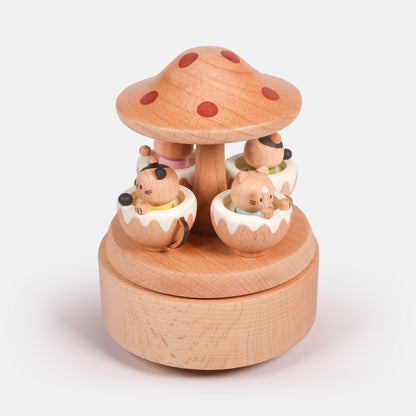 Personalized Wooden Music Box - The Merry-go-round Kitties