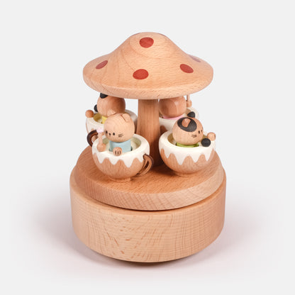 Personalized Wooden Music Box - The Merry-go-round Kitties