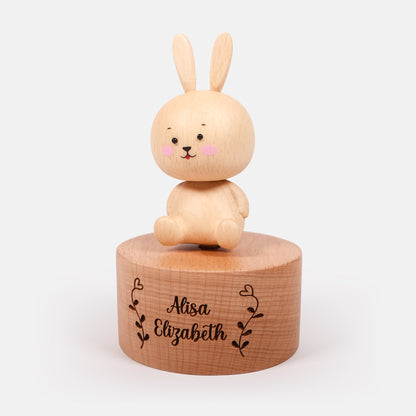 Personalized Wooden Music Box - Bunny