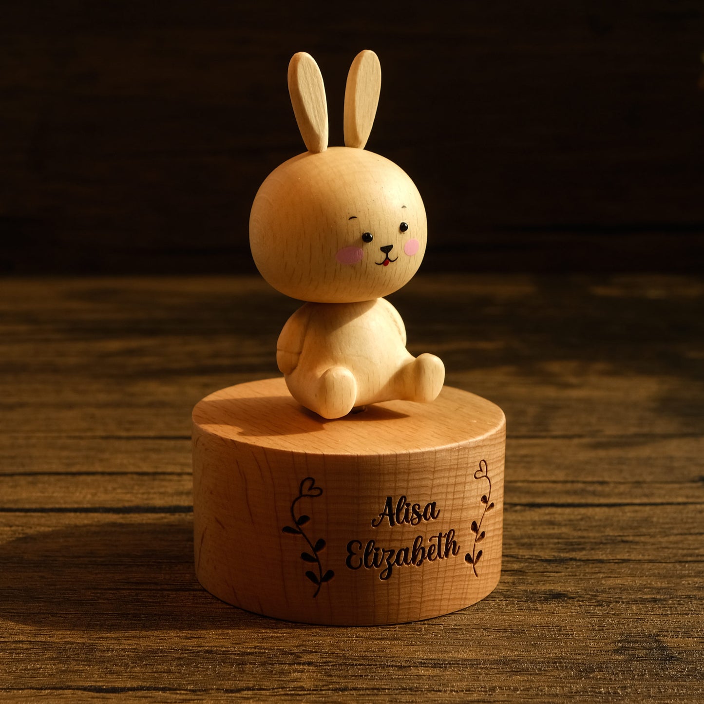 Personalized Wooden Music Box - Bunny