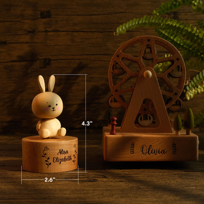 Personalized Wooden Music Box - Bunny