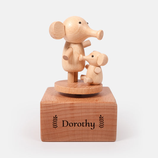 Personalized Wooden Music Box - Elephants