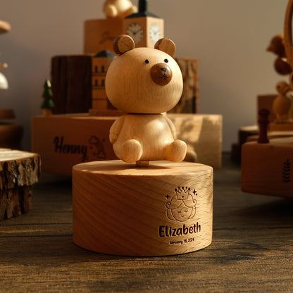 Personalized Wooden Music Box - Little Bear