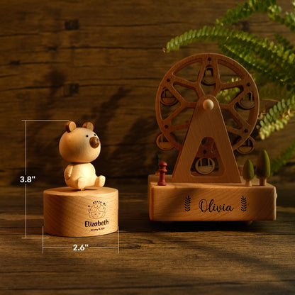 Personalized Wooden Music Box - Little Bear