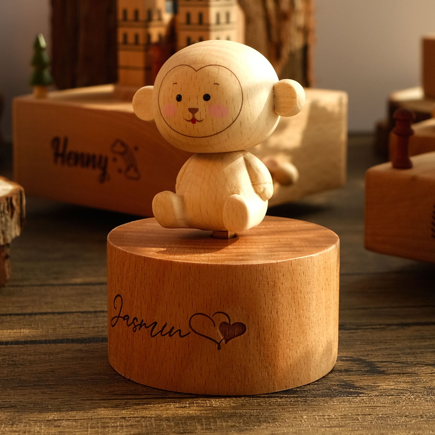 Personalized Wooden Music Box - Little Monkey