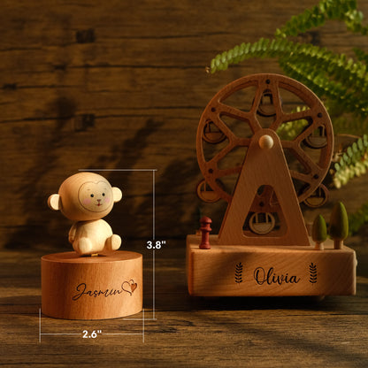 Personalized Wooden Music Box - Little Monkey