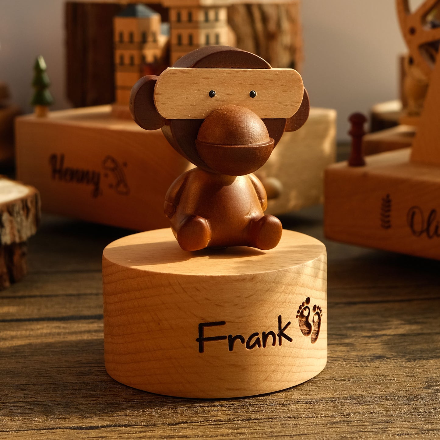 Personalized Wooden Music Box - Cool Monkey