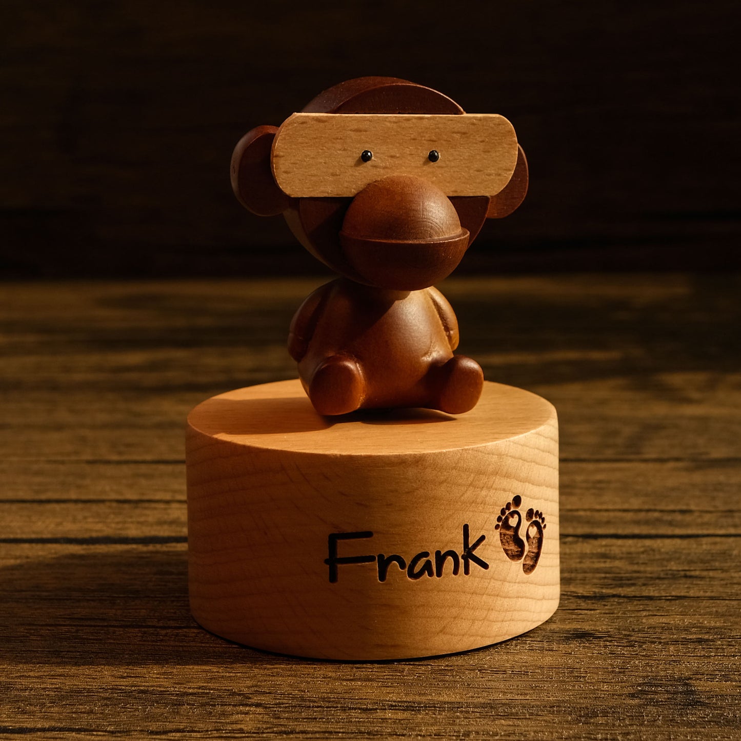 Personalized Wooden Music Box - Cool Monkey