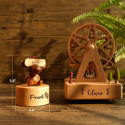 Personalized Wooden Music Box - Cool Monkey