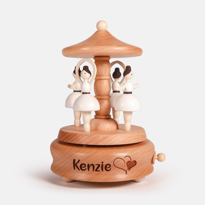 Personalized Wooden Music Box - Ballerinas