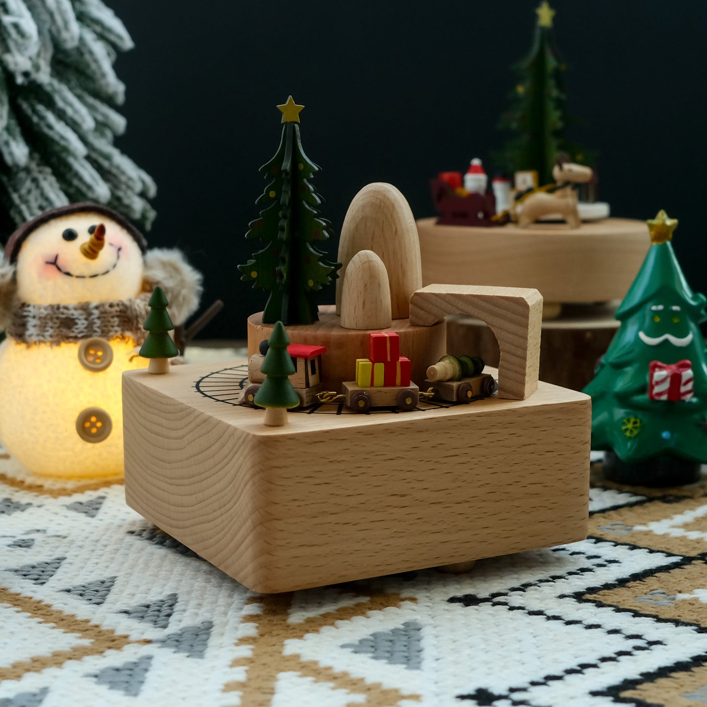 Personalized Wooden Music Box - Christmas Train