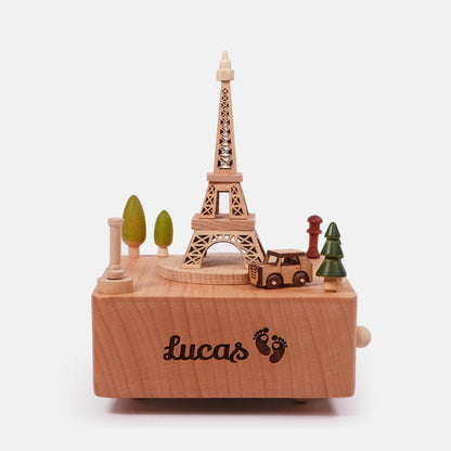 Personalized Wooden Music Box - Eiffel Tower