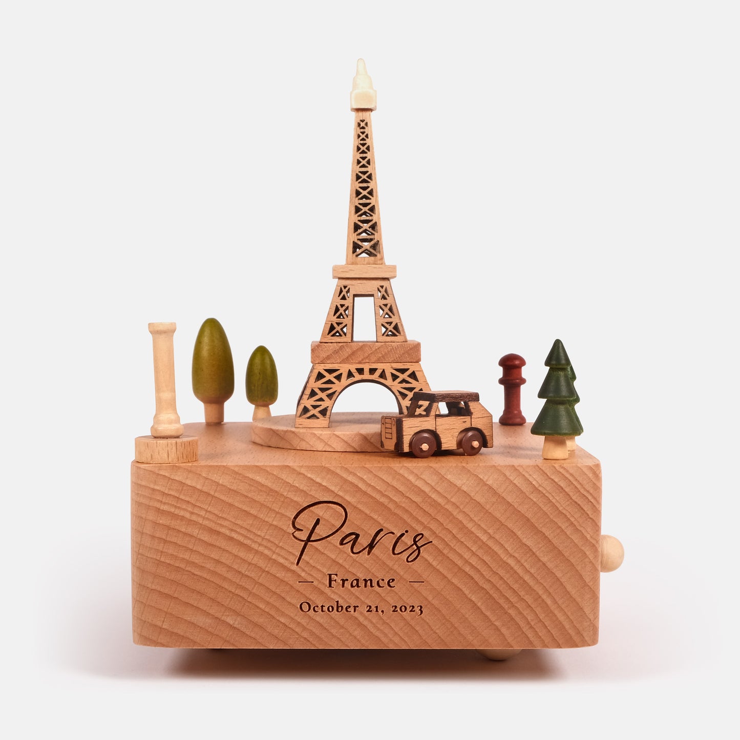 Personalized Wooden Music Box - Eiffel Tower