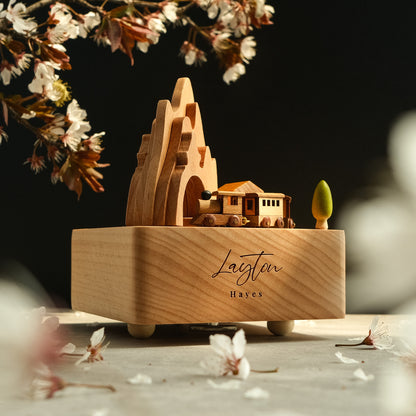 Personalized Wooden Music Box - Mountain Tunnel