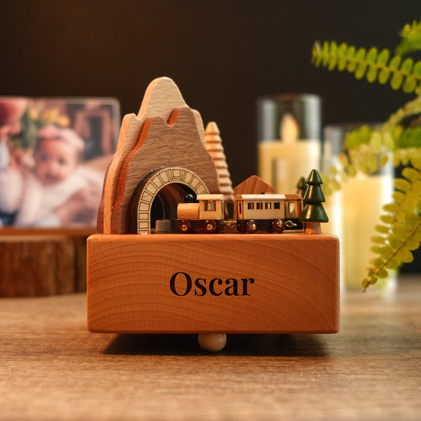 Personalized Wooden Music Box - Mountain Tunnel